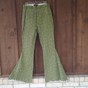 L&B Green and White Flare Pants